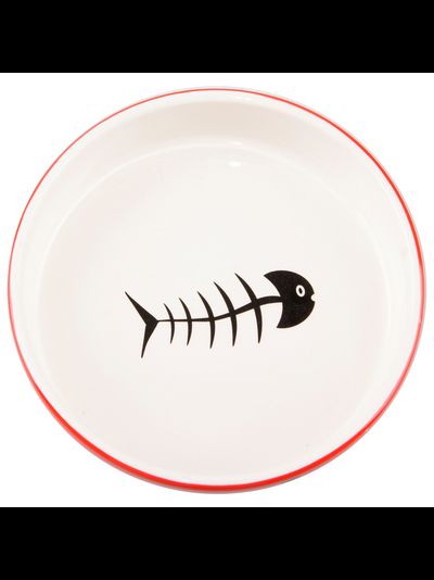 Миска Mr.Kranch керамическая для кошек красно-белая 300 мл