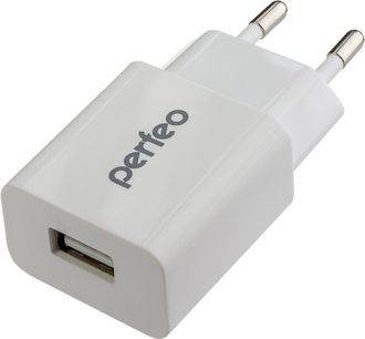 Сетевое зарядное устройство Perfeo CUBE 1, USB, 2.1А (белый)