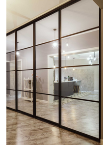 перегородка раздвижная прозрачное стекло