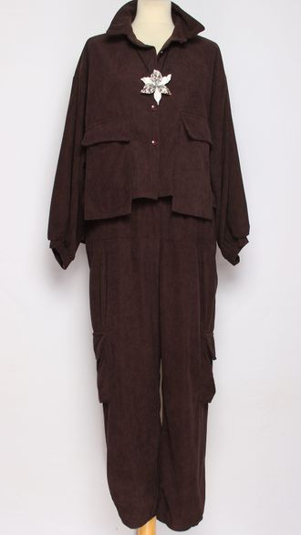 Костюм Бохо "КРУПНЫЙ ВЕЛЬВЕТ КАРМАНЫ" шоколад р.42-48