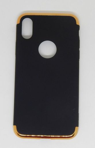 Защитная крышка iPhone X с вырезом под логотип, золотисто-черная