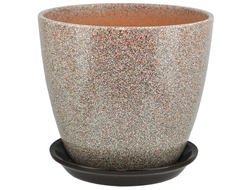 Коричневый напольный керамический горшок для цветов диаметр 30 см 15 л