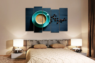 Модульная картина "Бирюзовая чашечка кофе"