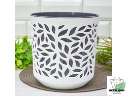 Кашпо Leaves 4л, белый/антрацит
