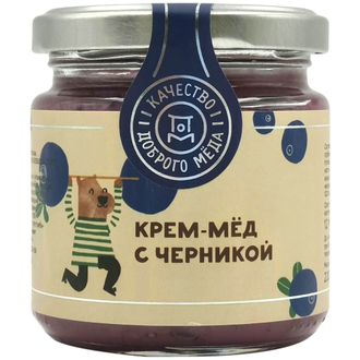 Крем-мёд с черникой, 220г (Добрый мёд)