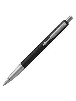 Ручка шариковая PARKER "Vector Standard Black CT", корпус черный, детали из нержавеющей стали, синяя, 2025442