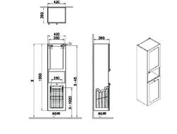 Пенал высокий, Vitra Root Classic, 40 см, с корзиной для белья, матовый серый, правосторонний, 68526