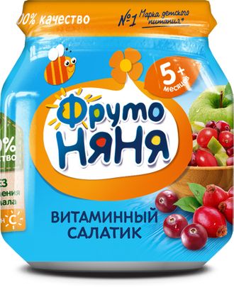 ФРУТОНЯНЯ 100г пюре витамииный салатик яблоко, шиповник, клюква