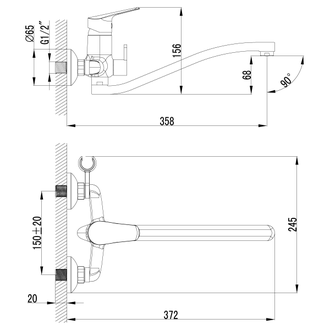 Смеситель для ванны Partner LM6553C