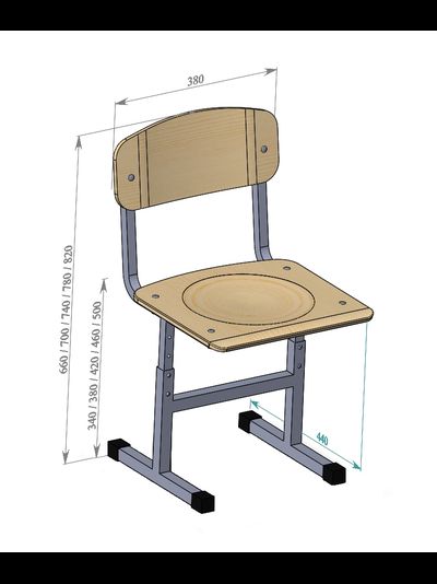 Стул школьный ученический регулируемый р.гр. 3-7