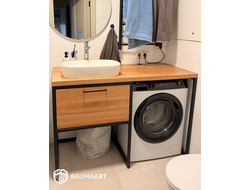 Тумба ДЖОЙ под раковину и стиральную машину из цельноламельного дуба