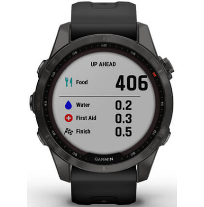Умные часы Garmin Fenix 7s Sapphire Solar титановый серый DLC с черным ремешком