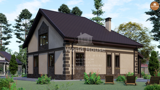 Одноэтажный дом с мансардой из газобетона. Проект №138