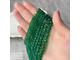 Стеклянные рондели в огранке, цвет изумрудный, размер в ассортименте, цена за нить (россыпью)
