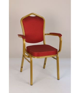 Банкетный стул Квадро 25мм с подлокотником - золотой, красная корона