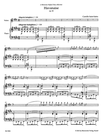 Saint-Saens, Havanaise for Violin and Piano op. 83