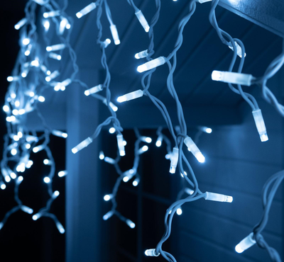 Гирлянда бахрома уличная каучук, белый провод, белый свет, 3.0x0.6/0.5/0.4м., 100led, 220В.