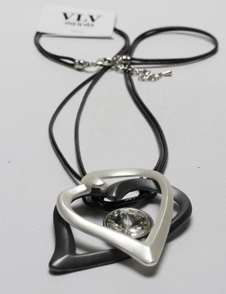 Подвеска "Гнутые сердца" серебро и темный металл