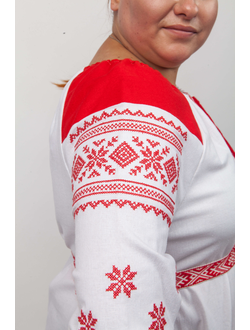 Платье льняное славянское с вышивкой. Русская поликовая рубаха