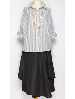 Рубашка хлопок "Полоска" серая  р.48-54