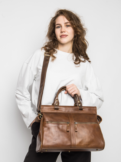 Кожаный саквояж Monvalle Premium brown (арт. 4046-63)