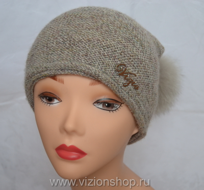 Шапка с двумя помпонами вязаная купить из коллекции вязаных шапок с помпонам зима 2016 Vizio Италия