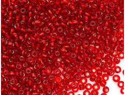Бисер Китайский №8-25 красный с внутренним посеребрением непрозрачный, 50 грамм