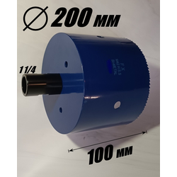 Коронка HSS  диаметр 200 мм глубина 100 мм  + переходник на резьбу 1 1/4