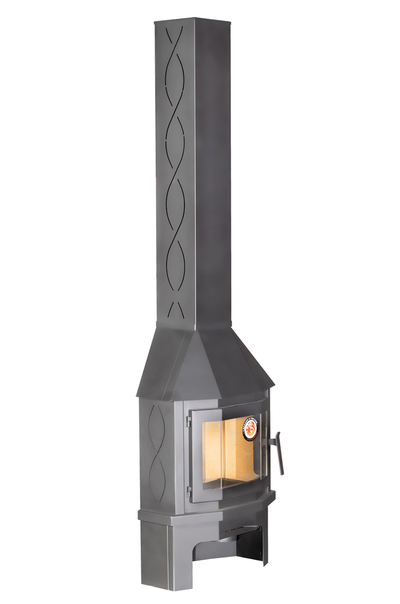 Камин Мюнхен пристенно угловой компакт графит / черный, Экокамин (Россия)