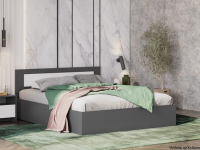 Дольче Кровать двойная 1,6*2,0 Графит/Белый (без основания)