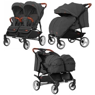 Коляска 2в1 для двойни Carrello Connect Serious Black