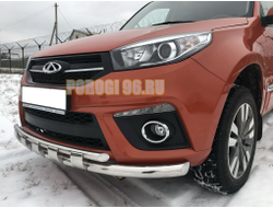 Защита переднего бампера двойная с перемычками d60/42 для Chery Tiggo 3 (2017-...)
