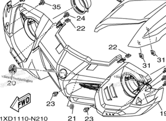 Передняя решетка оригинал Yamaha 1XD-F8309-00-00 для Yamaha