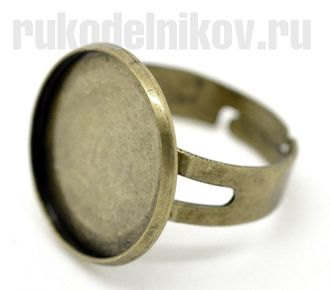 основа для кольца круглая "Малая", регулируемая, цвет-античная бронза
