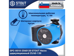 Насосно-смесительный узел STOUT 30-60°C, c байпасом и насосом STOUT 25/60-130мм, Италия/Словения