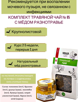 Травяной чай Волгаладь № 85 с медом разнотравье, лечебный комплект, 70/140 г