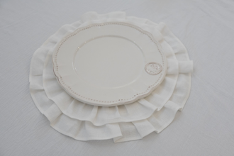 Салфетка с оборками из льна (белый)