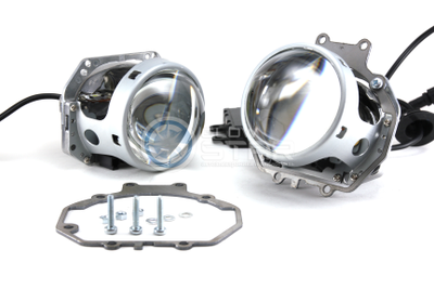 Комплект Biled Hella 3R Professional с рамками для замены штатных ксеноновых / галогенных линз автомобиля Mitsubishi Pajero 4 (2006 - 2014) на светодиодные