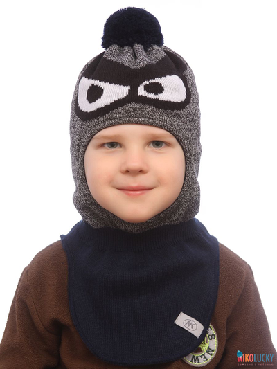 Шапка-шлем 22201-04, цвет темно-серый меланж, р. 50-52