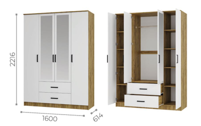 Шкаф 4-х створчатый Евро ШК-12 крафт/белый (Мебелони)