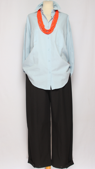 Брюки "Широкие хлястик" чёрные до р.52