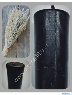 Свеча черная цилиндр с полынью 10 см (4-6ч. горения).