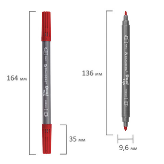 Фломастеры двусторонние BRAUBERG "PREMIUM" "DUAL-TIP", 10 шт., 10 цветов, два наконечника, картонная коробка с европодвесом,151665, 4 набора