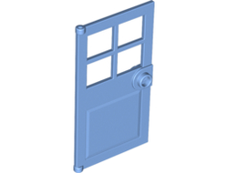 Door 1 x 4 x 6 with 4 Panes and Stud Handle, Medium Blue (60623 / 6052993)
