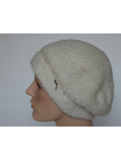 Белый женский вязаный берет петлями Vizio Италия 6970