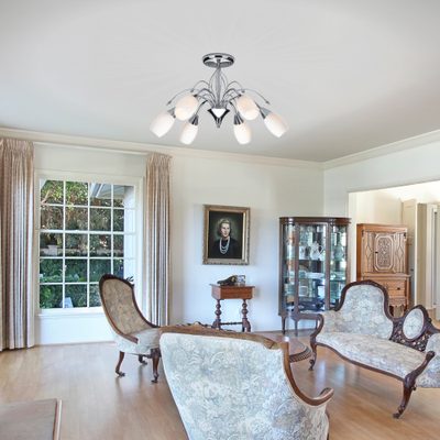 Люстра потолочная хром со стеклянными плафонами Ginevra 190433