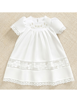 Крестильное платье для девочки, модель  "Ксения", 100% хлопок сатин, 0-3 мес., 3-6 мес., 6-9 мес., 9-18 мес.,  1,5-3 года,  3-4 года, 5-6 лет, 7-8 лет, можно вышить любое имя