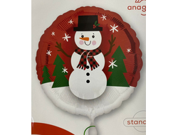 Фольгированный круг "Снеговик"
