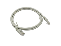 Коммутационный шнур NETLAN U/UTP 4 пары, Кат.5е (Класс D), 100МГц, 2хRJ45/8P8C, T568B, заливной, многожильный, CCA, PVC нг(B), серый, 0,3м