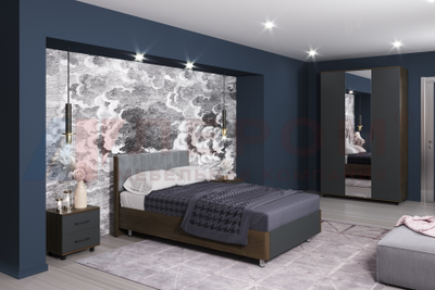 Композиция спальни ГРЕЙС корпус Гикори Джексон Темный/фасад Антрацит Матовый